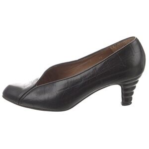 Fendi Vintage Garolino Zucchino FF Logo Sculptural Heel Black Leather Pumps Sz 6